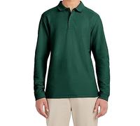 IZOD Young Men's Long Sleeve Pique Polo, Hunter, Small
