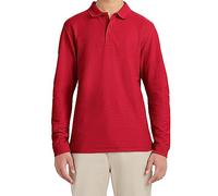 IZOD Young Men's Long Sleeve Pique Polo, Red, Large