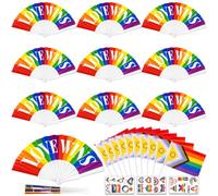 iZoeL 10 Rainbow Fan Pride Folding Hand Held Fans Gay Pride Accessories Rainbow LGBTQ Accessories for Men Women Parade Month Decorations