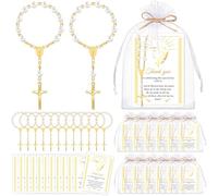 iZoeL 12 Rosary Prayer Beads Set with Gifts Cards First Holy Communion Gifts Set - Keepsake Gift for Communion, Christenings, Wedding, Prayer Confirmation & Church Events Christian Events