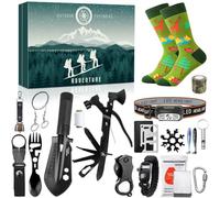 iZoeL 24-in-1 Survival Gift Box for Men - Valentine’s Day Gift for Him | Outdoor Tool Kit Camping Hiking Survival Emergency Kit | Gifts for Boyfriend Husband Dad | Adventure Gear Accessories