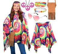 iZoeL 70s Hippie Costumes Women Men Hippie Wigs Teen Girls Boho 70s Costume 80s