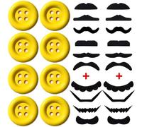iZoeL 8 Yellow Buttons 20 Moustache for Mario Accessories Luigi Costume Dungarees and Dress Carnival Buttons Halloween Mustaches Mario Party Themed Adult Kid Bros