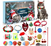 iZoeL Cat Advent Calendar 2026 for Indoor Cats 24 Christmas Cat Toy Set | Collars Bow Tie Feather Teaser Fish Fake Mouse Bell Balls Gifts For Christmas Advent Calendar Fot Kittens Pet Enrichment Gift
