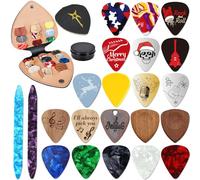 iZoeL Guitar Pick Gift Box - Valentine’s Day Gift for Guitarist | Guitar Accessories Set with Picks, Leather Pick Holder & Metal Tin Case | Gifts for Musicians Player Boyfriend Husband Men Women
