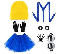 iZoeL Halloween Costumes Women Yellow Costume Girls Goggles and Hat Tutu Skirt Gloves Ladies Yellow Suit Fancy Dress Movie Cartoon Character Outfit Adult Fancy Dress Accessories