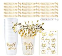 iZoeL Hen Party Accessories Hen Do Accessories, Hen Party Cups Straws 16 Set Bride Tribe Cups Team Bride Cups, Bride Bracelet Tattoos Bride Tribe - Bachelorette Party Bridal Shower Decoration