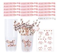 iZoeL Hen Party Accessories, Hen Party Cups Straws 16 Set, 1 Bride Bracelet 15 Bride Tribe Bracelet, Tattoos Bride Tribe - Hen Party Decoration Hen Party Bag Fillers Hen Do Bride to Be Decorations