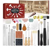 iZoeL Leather Craft Advent Calendar 2025 - 24 Days DIY Leather Crafting Kit with Working Tools for Beginners & Enthusiasts - Christmas Countdown Gift for Men Women