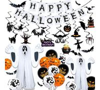 iZoeL Scary Halloween Decorations Halloween Balloons Halloween Ghost Halloween Bats Halloween Banner Hanging Halloween Decorations Halloween Decorations For House Indoor Office Home