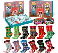 iZoeL Socks Advent Calendar Men Women 12 Pair of Chrismas Socks Advent Calendar Adult 2025 Teenage Boys Girls Calendar for Dad Grandfather Mon Boyfriend Girlfriend