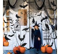 iZoeL Spooky Halloween Decorations - Banner, Cloth Hanging, Bird Cage Crows Bats - Indoor/Outdoor Party Decor