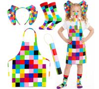 iZoeL World Book Day Elephant Costume for Kids - Colourful Apron Elephant Ears Socks - Easy Book Character Fancy Dress for Boys & Girls School WBD Dress Up Book Week Outfit