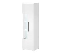 izola gloss display cabinet tall left 1 door in white with led