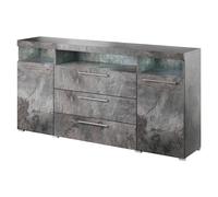 izola sideboard wide 2 doors 3 drawers in slate grey with led