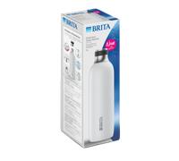 BRITA Stainless Steel Bottle White for SodaTRIO Water Carbonator [1L] - Insulated & Double-Walled Premium Stainless Steel Bottle with Stylish Silicone Ring on Cap for Non-