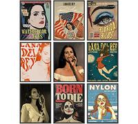 IZOOMIHOME Lana Del Rey Aesthetic Poster, Vintage Music Posters, Album Cover Inspired Wall Art, Lana Gifts Merch, Room Decor Aesthetic (Set of 9, 8in x 10in, Unframed)