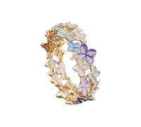 Izpack Colorful Cherry Flower Stretched Bangle Bracelet for Women Enamel Sakura Flowers Cluster Wrist Bangles Wide Bracelets Boho Fashion Jewelry Adjustable Floral Elastic Cuffs, Inner Diameter: 2.24