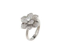 Izpack Crystal Rose Flower Spinner Fidget Open Statement Ring for Women CZ Floral Rotated Relief Anxiety Stacking Finger Rings Wedding Engagement Promise Bands Dainty Birthday Jewelry for Adjustable