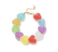 Izpack Cute Colorful Heart Candy Beaded Bracelet for Women Novelty Sweet Rainbow Love Hearts Sugar Simulation Food Adjustable Chain Bracelets Fashion Wrist Jewelry for Lover