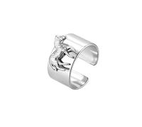 Izpack Cute Horse Statement Open Ring Stainless Steel Adjustable 3D Pony Animal Stacking Wide Cuff Band Fashion Wedding Engagement Rings Unique Safari Jewelry Holiday for Women Men