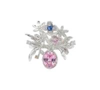 Izpack Dainty Flower Bouquet Vase Statement Open Ring Crystal CZ Floral Cluster Leaf Botanical Adjustable Promise Band Engagement Wedding Comfort Fit Rings for Women Delicate Cocktail Party Jewelry