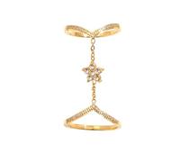Izpack Dainty Star Flower V-Shaped Wave Chain Stackable Rings Statement for Women Stainless Steel Fashion Trendy Cubic Zirconia Wavy Floral Knuckle Ring Delicate Bridal Wedding Jewelry Size 6-8, 6-8