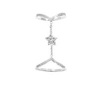 Izpack Dainty Star Flower V-Shaped Wave Chain Stackable Rings Statement for Women Stainless Steel Fashion Trendy Cubic Zirconia Wavy Floral Knuckle Ring Delicate Bridal Wedding Jewelry Size 6-8, 6-8
