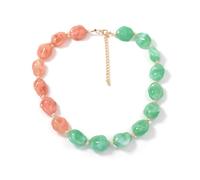 Izpack Fashion Irregular Chunky Beaded Choker Necklace Two Tone Resin Geometric Large Beads Adjustable Collar Strand Necklaces Boho Summer Beach Surfer Accessories Jewelry for Women Mother, Standard