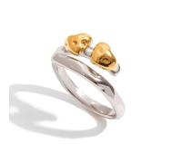 Izpack Golden Double Heart Statement Wrap Band Promise Love Ring Stainless Steel Simple Minimalist Hearts Adjustable Open Stacking Finger Rings for Women Fashion Engagement Jewelry