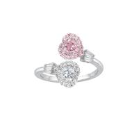 Izpack Halo CZ Heart Love Wrap Finger Ring for Women Adjustable Open Double Hearts Pink Clear Crystal Statement Promise Eternity Rings Comfort Fit Dainty Wedding Engagement Band Jewelry for Her Bride