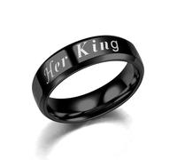 Izpack Her King His Queen Stacking Couple Ring for Women Men Silver Black Stainless Steel Wedding Engagement Promise Minimalist Comfort Fit Finger Rings Band Fashion Jewelry Anniversary 6mm Wide, 8 UK