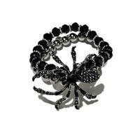Izpack Horror Halloween Spider Beaded Bracelet Punk Crystal Cubic Zirconia Animal Bead Ball Stretched Statement Wrist Bracelets Vintage Festival Party Holiday Jewelry Gifts for Women Bff
