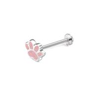 Izpack Pink Puppy Paw Print Stud Earring for Women Men, Stainless Steel Enamel Sequin Cat Dog Kitten Animal Pet Tragus Monroe Helix Barbell Studs Lip Nose Rings, Cute Jewelry Gifts Christmas
