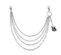 Izpack Punk Music Guitar Layered Wallet Chain Biker Jeans Pocket Chain Unisex Pants Trouser Musical Instrument Dangle Chains Hip Hop Rock Clothes Bag Accessory Jewelry for Women Men Musician