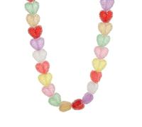 Izpack Rainbow Heart Candy Beaded Necklace for Women Resin Acrylic Colorful Love Hearts Adjustable Chain Link Choker Necklace Statement Fashion Pride Jewelry for Lover Her