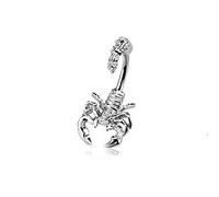 Izpack Scorpion With Multi Gemmed Cubic Zirconia Crystal Head and Tail Navel Belly Button Ring Punk Hip Hop Body Piercing Jewelry for Women Men Unisex Gifts Birthday Hypoallergenic, Copper,