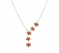 Izpack Shiny Maple Leaf Pendant Necklace, Crystal Cubic Zirconia, Gold Plated, Autumn and Autumn, Adjustable Chain, Delicate Jewelry, Christmas Gifts for Women Girls, Copper, Cubic Zirconia