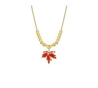 Izpack Shiny Maple Leaf Pendant Necklace, Crystal Cubic Zirconia, Gold Plated, Autumn and Autumn, Adjustable Chain, Delicate Jewelry, Christmas Gifts for Women Girls, Copper, Cubic Zirconia
