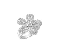 Izpack Sparkling CZ Flower Pistil Statement Ring for Women Adjustable Open Wedding Cocktail Party Luxury Crystal Floral Thumb Finger Rings Dramatic Comfort Fit Jewelry for Bridal Her Engagement Prom