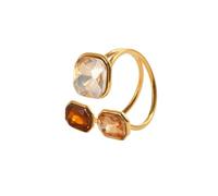 Izpack Sparkling CZ Geometry Adjustable Cocktail Ring for Women (Champagne)
