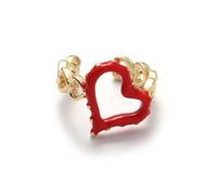 Izpack Unique Hearts Wrap Band Ring for Women Adjustable Open Love Heart Statement Promise Wedding Rings Comfort Fit Stackable Fashion Trendy Valentine Jewelry for Lover Wife Mother (Red)