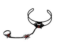 Izpack Vintage Spider Finger Ring Bangle Cuff Bracelet for Women Personalized Animal Chain Tassel Adjustable Open Cuffs Layered Bracelets Punk Jewelry Gifts Halloween Accessories, S, Alloy, no