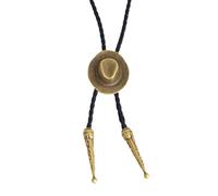 Izpack Western Cowboy Hat Pendant Necklace for Women Men- Cowgirl Bolo Tie Lariat Braided Rope Tassel Y Necklaces Vintage Country Concert Jewelry Fancy Dress Costume Accessories