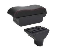 IZQLTWKR Console Storage Organiser For Hyundai For I20 Car Armrest Storage Box Curved Surface Leather Simple Installation Dedicated(B1 Black Red 3usb)