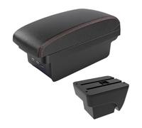 IZQLTWKR Console Storage Organiser For SEAT For ARONA Car Armrest Modification Multifunctional Double-layer Storage Box With USB Charging Easy To Install(B1 Black Red 3 Usb)