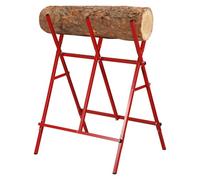 Izrielar Sawhorse, Log Saw Horse, Folding Sawhorse, Wooden Sawhorse for Chainsaw & Handsaw, Wood Cutting Trestle as a Sawing aid, Sawing Wood Made Easy, Saw Horses up to 100 kg, red