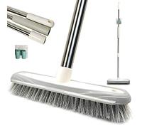 IZSOHHOME Push Broom,Tub Tile Broom Brush,Stiff Bristles Broom for Shower Cleaning, Patio, Kitchen,Grout and Garage,Indoor Outdoor Cleaning Brush,Adjustable Stainless Steel Long Handle-46.5"…