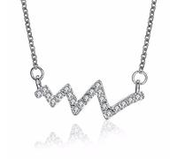 IzuBizu London Womens 925 Sterling Silver Heart Beat Pendant White Crystal Stethoscope Nurse Doctor Necklace Birthday Graduation Mother's Day Anniversary