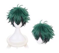 Izuku Midoriya Deku Cosplay Wig for My Hero Academia Anime Short Gradient Ombre Green Synthetic Halloween Party Cosplay Costume Heat Resistant Hair Wigs